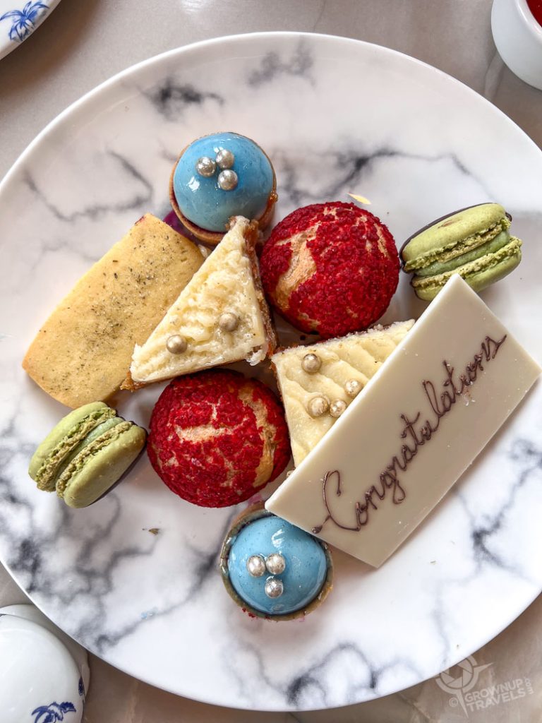Chateau Lake Louise afternoon tea with chocolate message