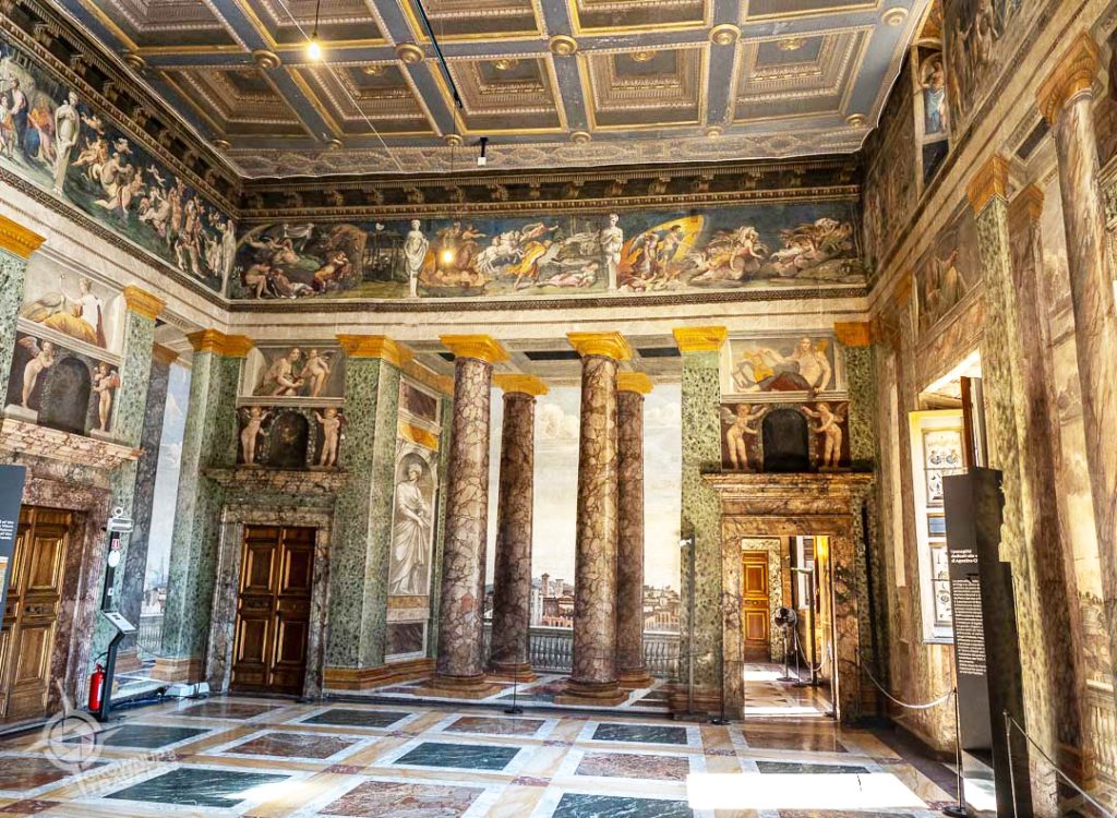 Villa Farnesina Tromp l'oeil Hall of the Perspectives pillared room