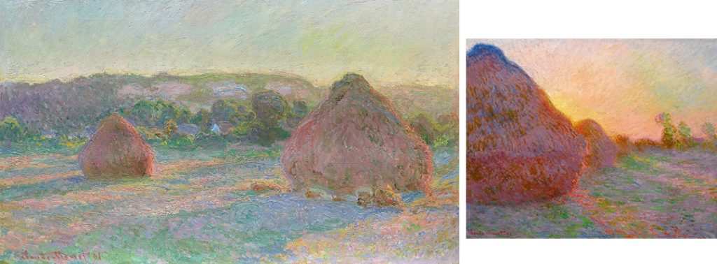 Two of Claude Monet's Haystack paintings from Giverny