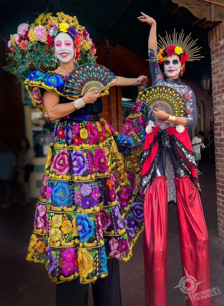 Historic Market Square stilted women in costume