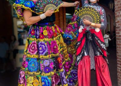 Historic Market Square stilted women in costume