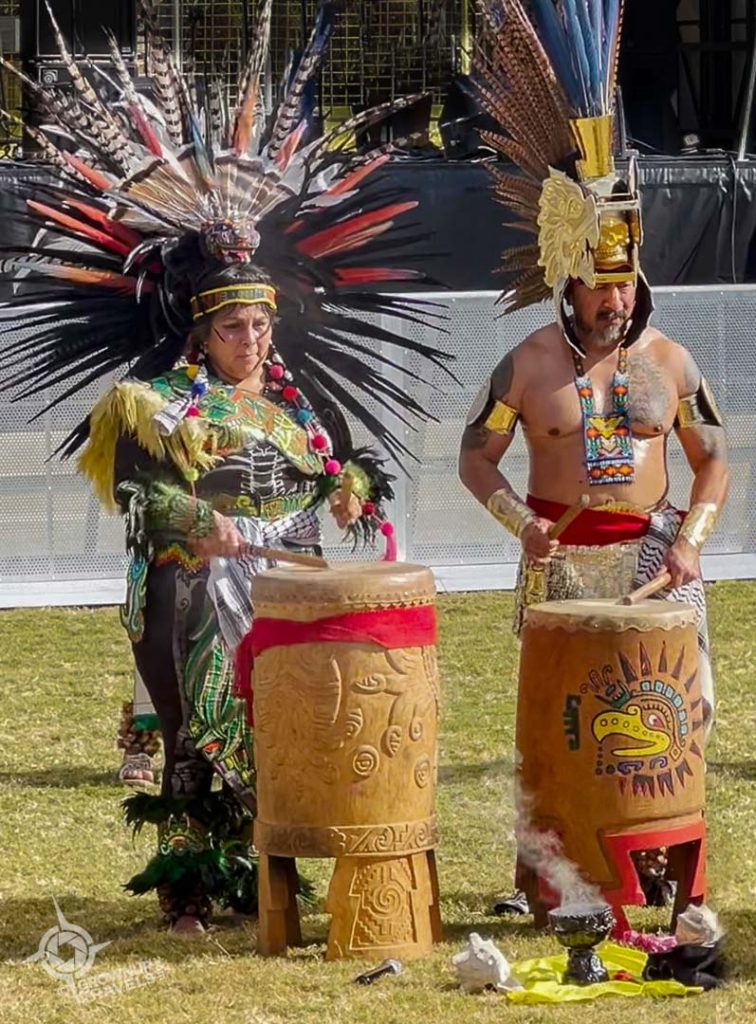 Indigenous drummers at Muertos Fest San Antonio