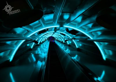 Inside Atomium on escalator horiz