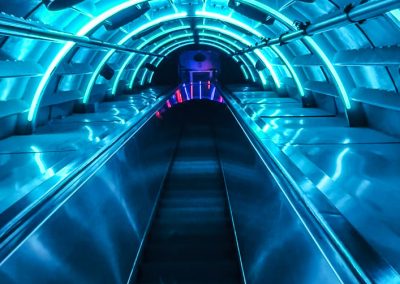 Inside Atomium on escalator vertical