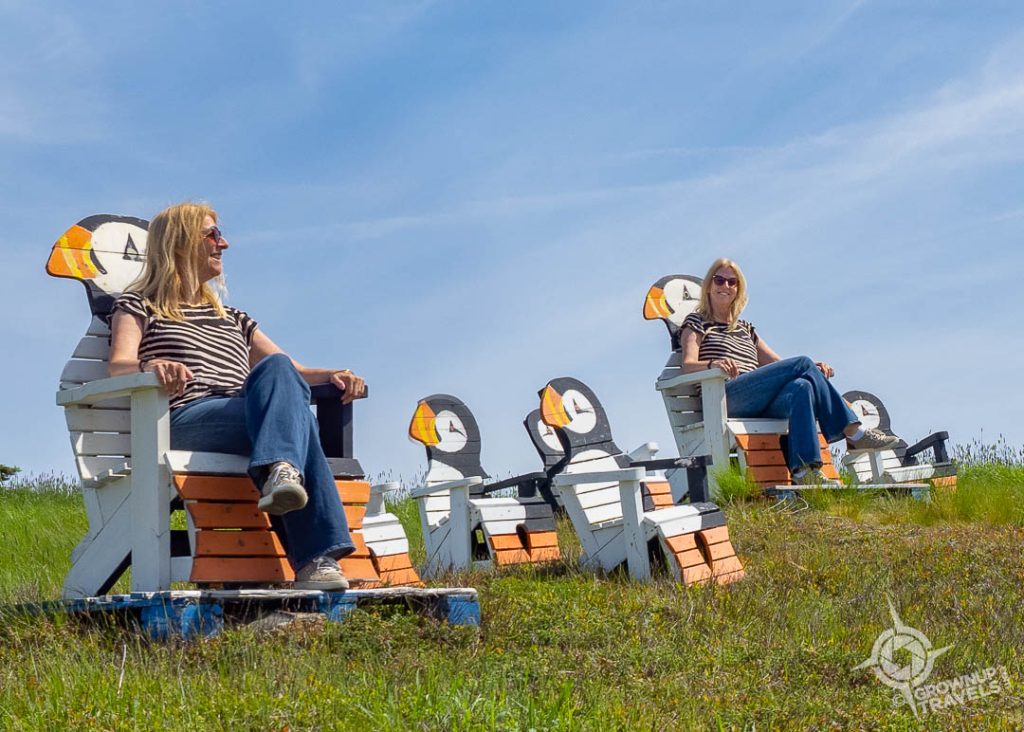 Jane on puffin chairs Elliston Newfoundland