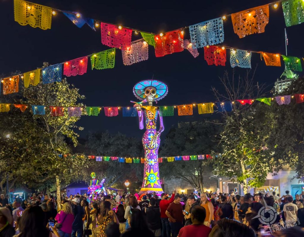 La Villita at night Day of the Dead festival San Antonio