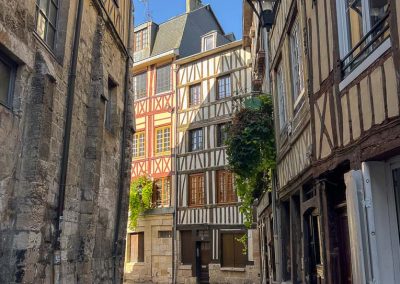 Medieval cobblestoned streets Rouen Normandy