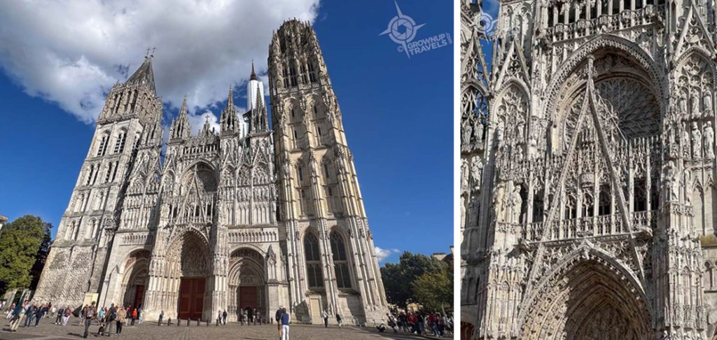 Rouen Cathedral front facade and closeup