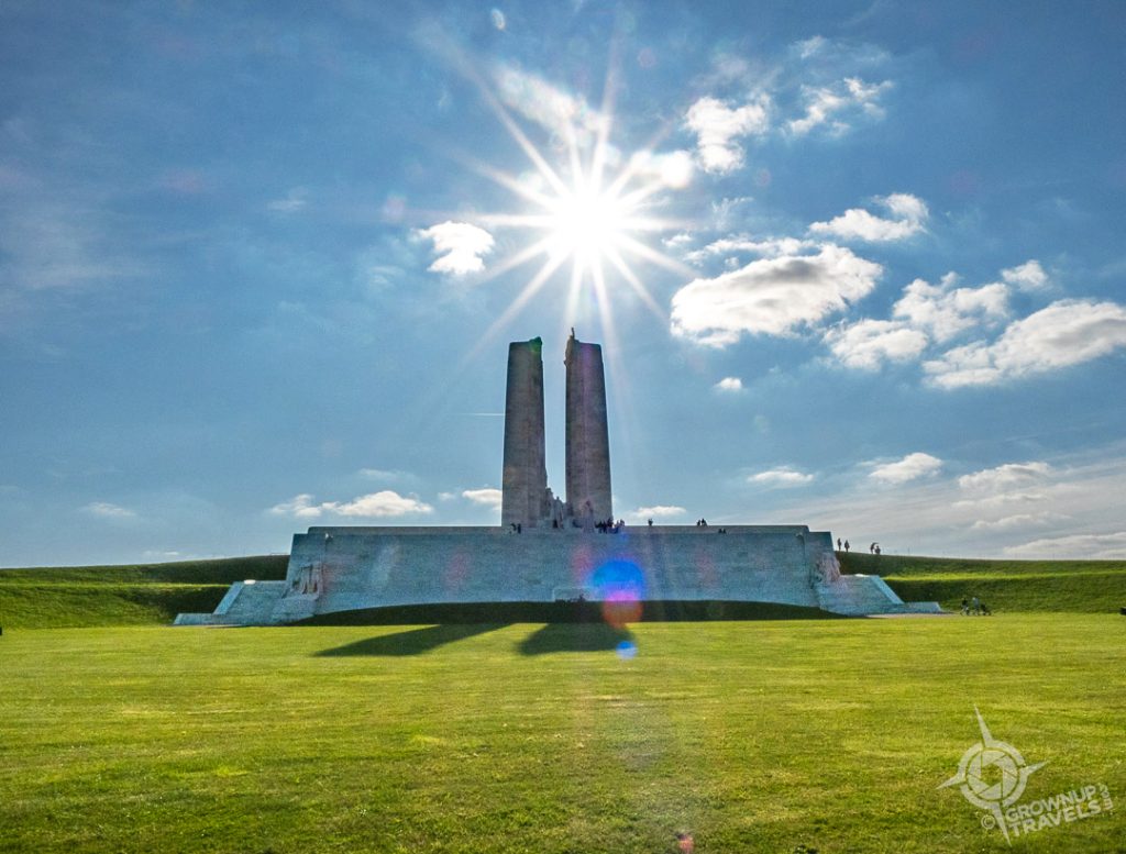 Vimy Memorial west side with late afternoon with sun over