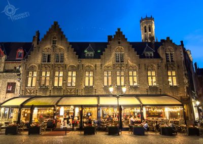 Bruges Restaurants in Burg place Belgum at night