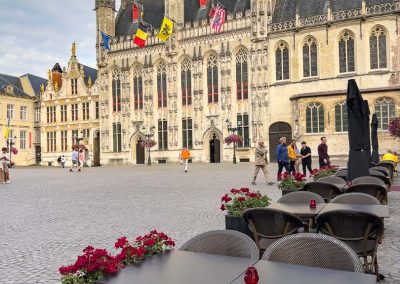 Burg Place cafe tables Bruges Belgium