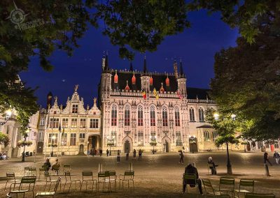Burg place at night Bruges Belgium