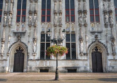 Burg square with lamppost Bruges Belgium