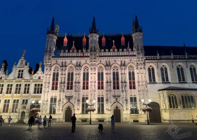 Market Square Provincial Building at night Bruges Belgum