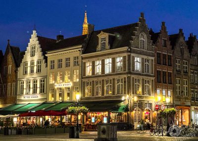 Markt Square at twilight Bruges Belgium