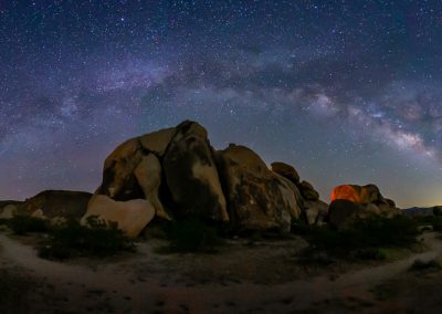 Milky way Joshua trees rocks horizontal