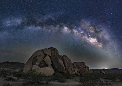 Fisheye Milky Way over Joshua Tree rocks