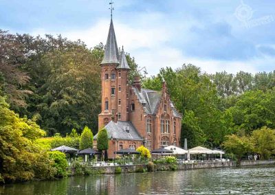 Minnewater castle Bruges Belgium