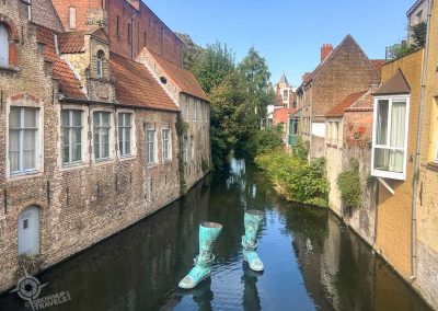 Triennale artwork in canal 2024 Bruges Belgium