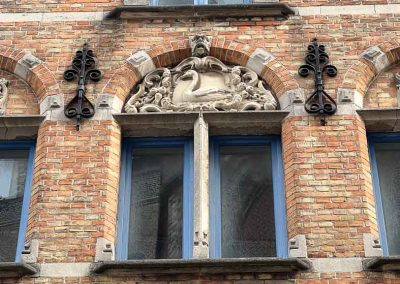 swan details on house in Bruges Belgium