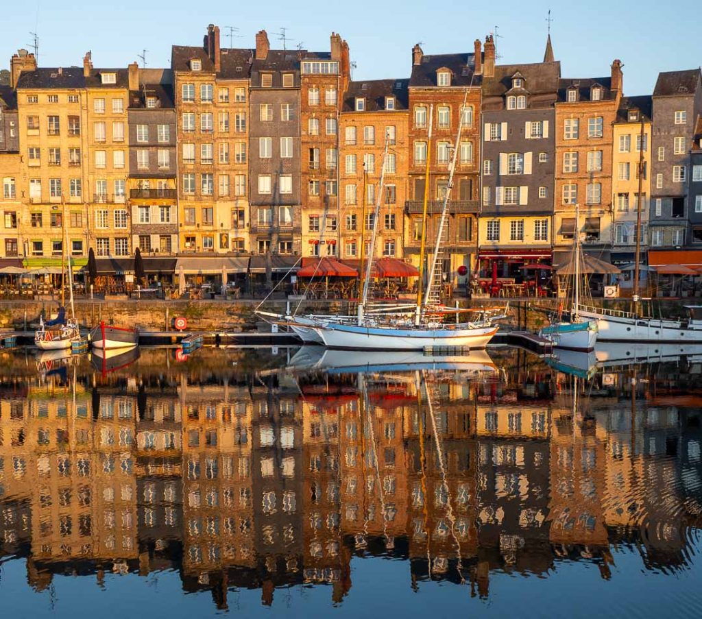 Honfleur harbour morning reflections