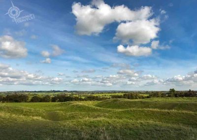 Hill of Tara mounds with panorama Ireland