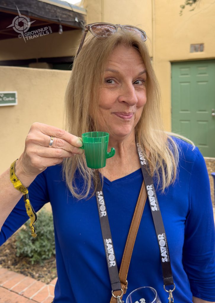 Jane with El Corral Prickly Pear Marguerita at Savor Tucson Botanical Gardens