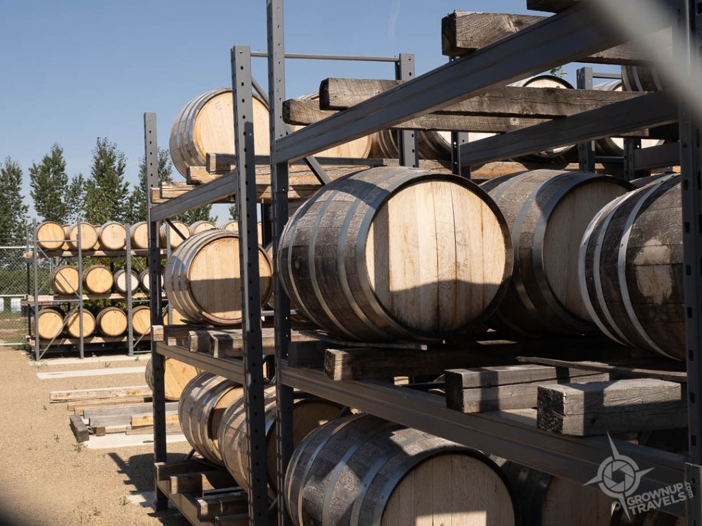 Black Fox whisky casks aged outdoors