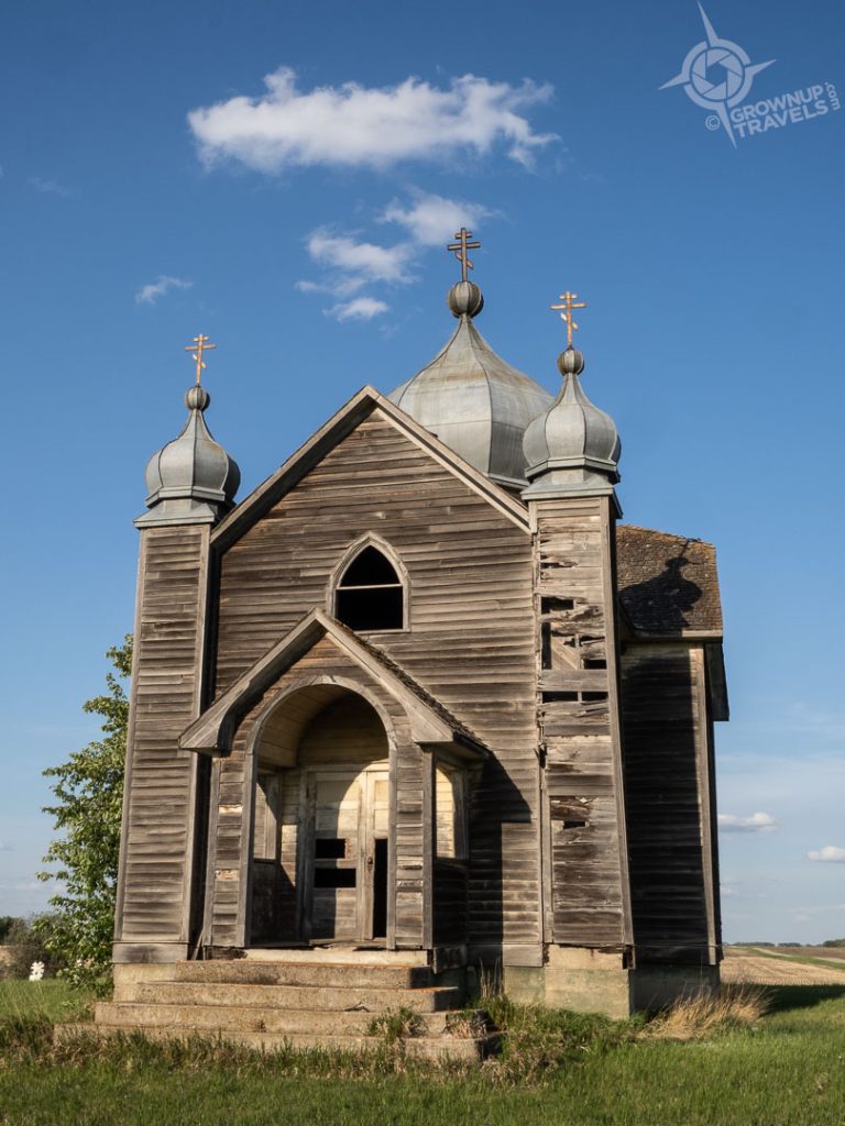 Unfinished wooden Ukrainian orthodox church Saskatchewan