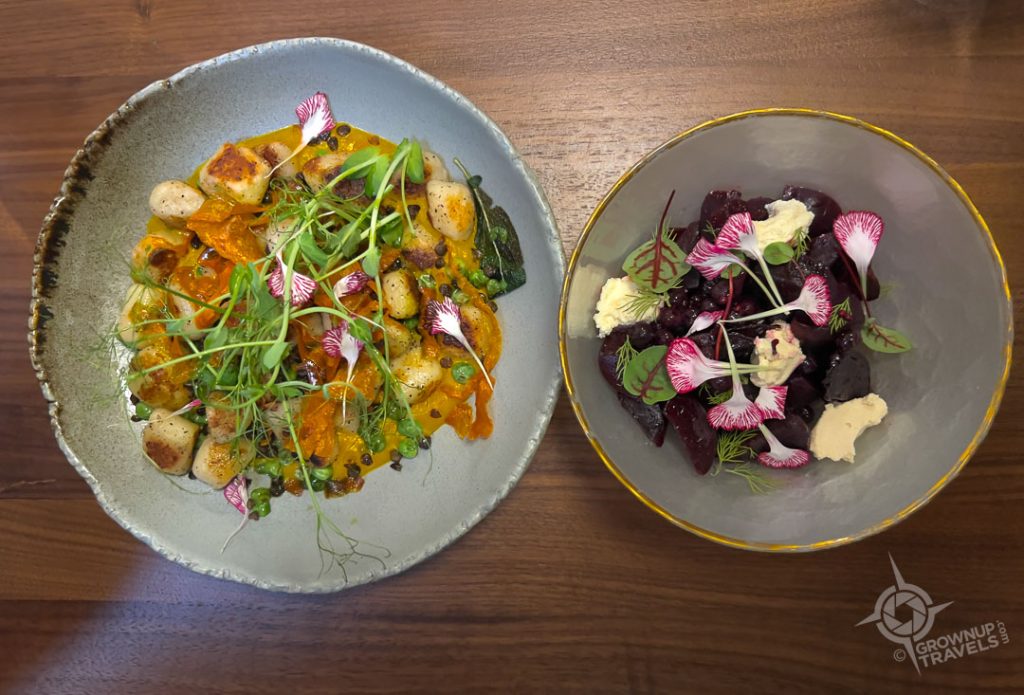 gnocchi and beet salad at Loqui Saskatoon