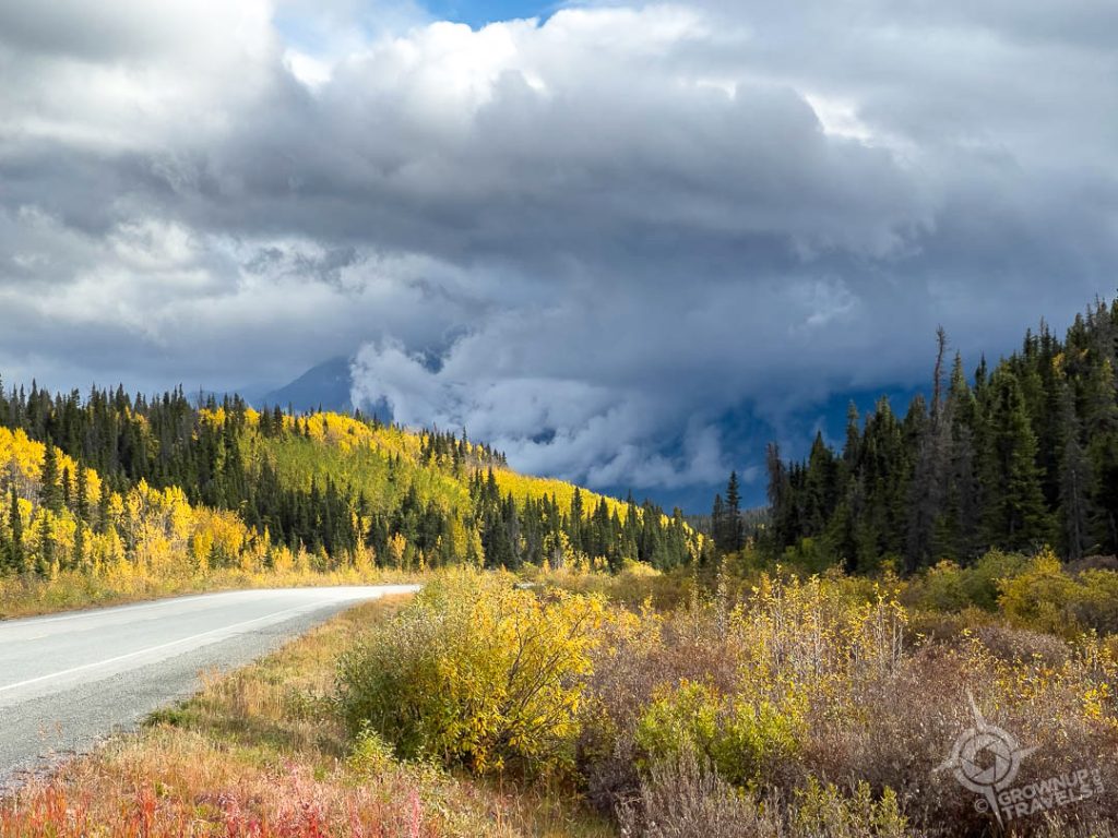 Alaska Highway lit north of Haines Junction-1