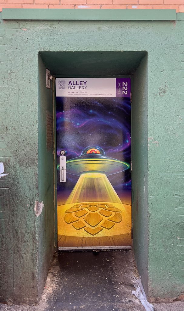 Alley Gallery doorway artwork Saskatoon placemaking