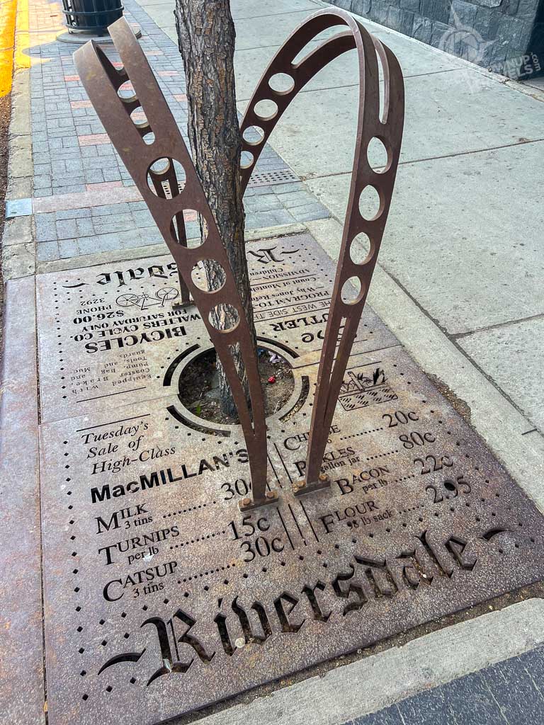 Riversdale Saskatoon neighbourhood tree grate with historic 