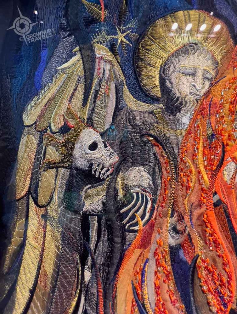 Detail of Edred Embroidery Kings All Saints Church interior Kingston Upon Thames_