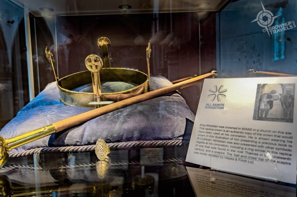 Replica Crown of King Athelstan at All Saints Church interior Kingston Upon Thames_