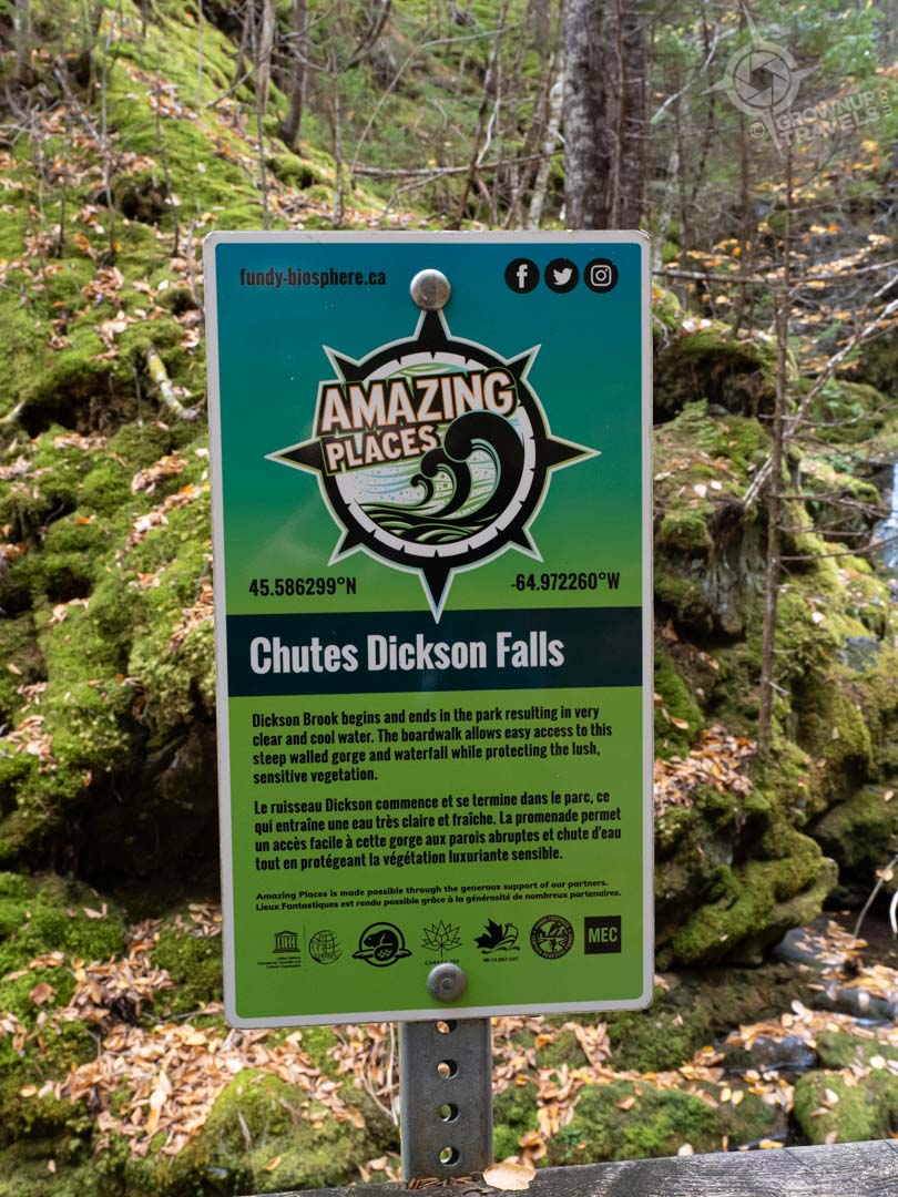 NB Fundy National Park green fully is Chutes Dickson falls