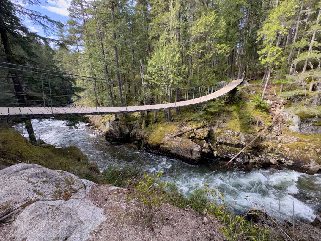 suspension bridge over Cheakamus River on Train Wreck Trail