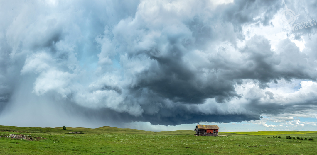 Storm Chasing Saskatchewan cell building over field shack-2