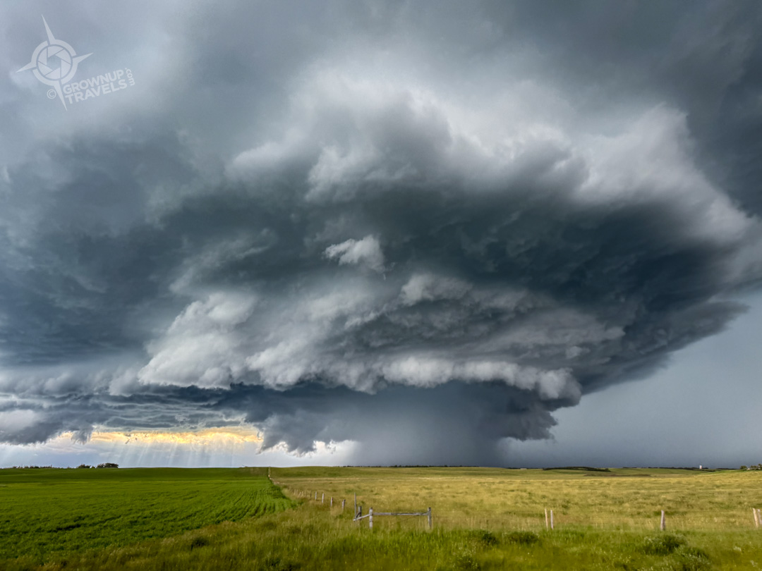 Storm Chasing Saskatchewan storm cell forming taken from car