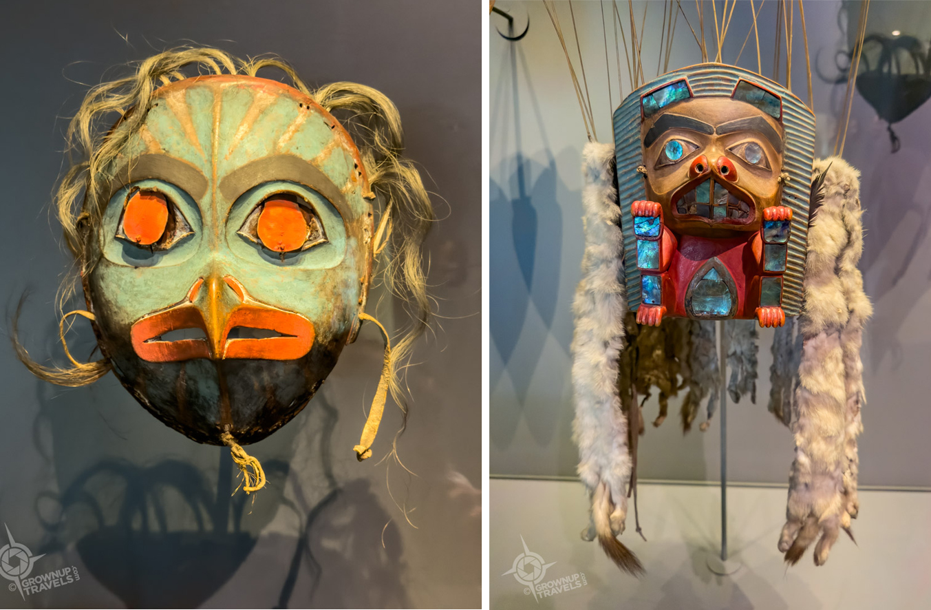 Indigenous masks at Audain Art Museum Whistler BC