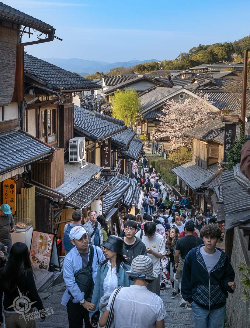 Crowds in Kyoto during cherry blossom season