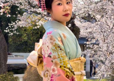 Japanese woman in kimono Philosophers Path Kyoto