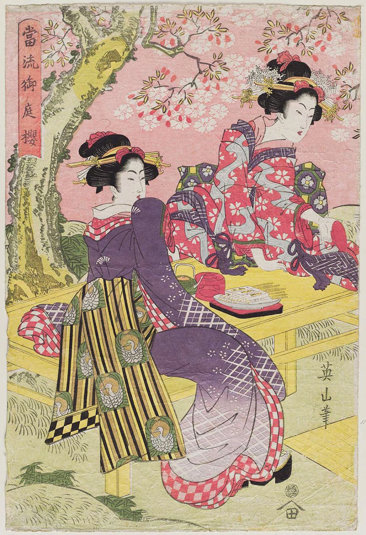Kikugawa Eizan Cherry blossoms in a palace garden Edo perios